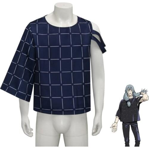 Takerlama Mahito Cosplay Costume Loose Tops T-Shirts Men Blue Tees Jujutsu Kaisen Anime Clothing Halloween Party Outfits