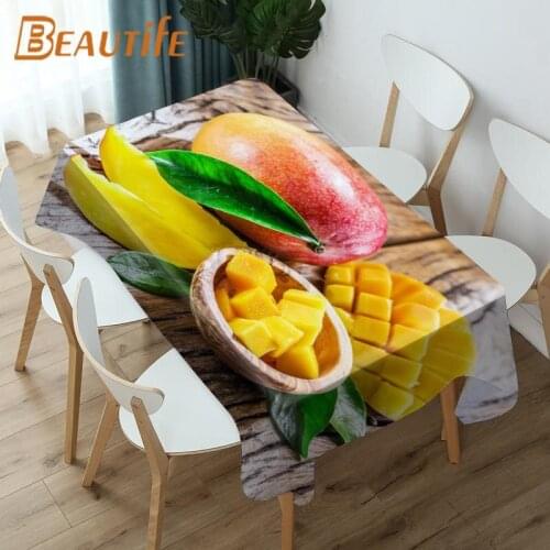 Beautiful Funny Mango Custom 100x140cm 140x200cm Kitchen Tablecloth Korean Interior Dining Table Decor Anti-Stain Table Covers