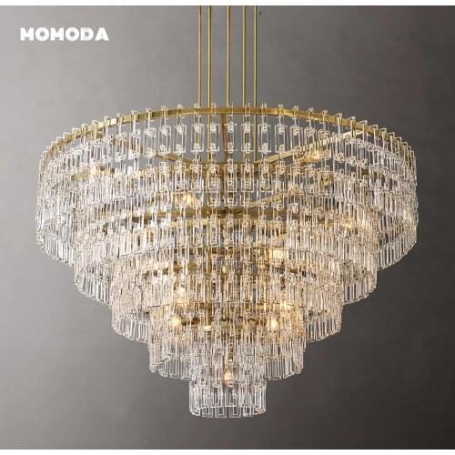 MOMODA Nordic Brass Led Chandeliers Modern Luxury Duplex Building Restaurant Hanging Lamps Bar Dining Tables Lightings Fixtures