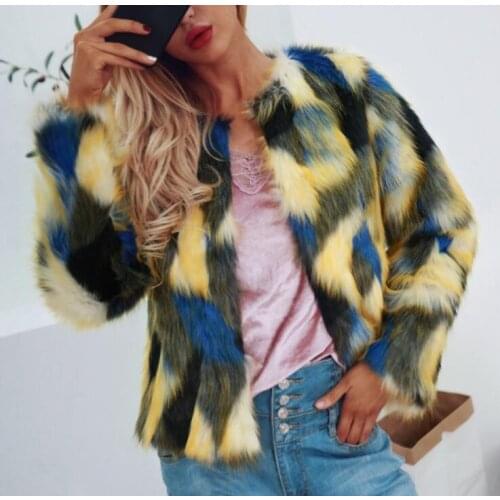 Contrast color faux mink leather jacket womens round collar warm fur leather coat women slim jackets jaqueta de couro fashion