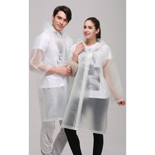 Fashion EVA Men And Women Poncho Jacket With Hood Ladies Waterproof Long Translucent Raincoat Adults Outdoor Rain Coat