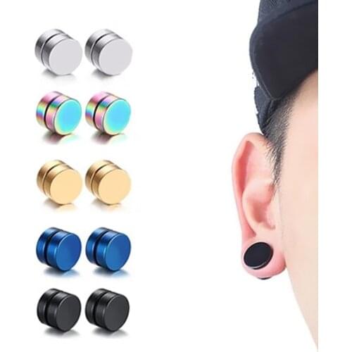 Magnet Earrings, 6mm 8mm 10mm 12mm Stainless Steel Fashion Men/Women No Ear Hole Earrings, Anti Allergy Ear Clip, 2pcs/pair