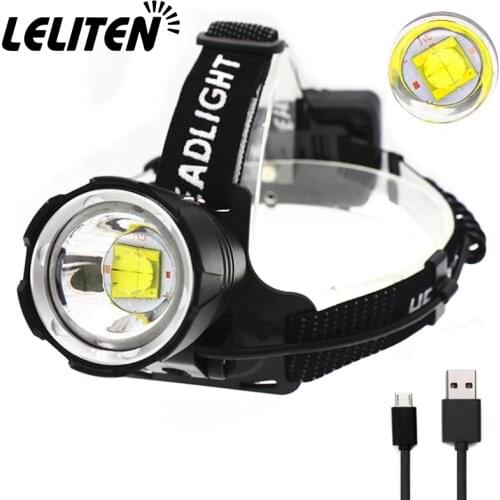 New Style White / Yellow Light Headlamp USB Rechargeable XHP70.2 LED Headlight Camping ZOOM Flashlight Use3*18650 Battery