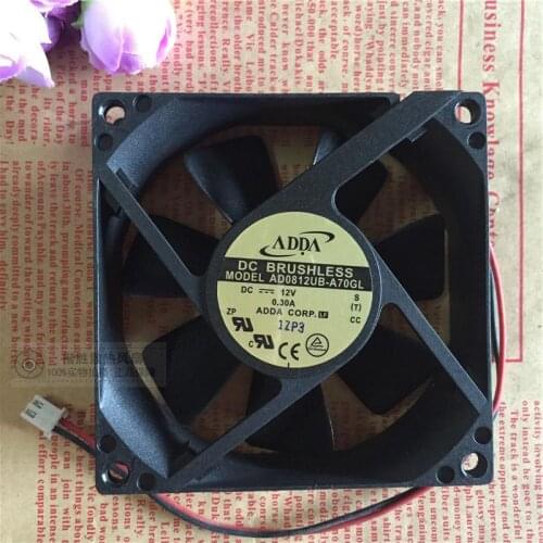 Original ADDA AD0812UB-A70GL 8025 8CM 80MM DC 12V 0.30A 2-lines Cooling fan