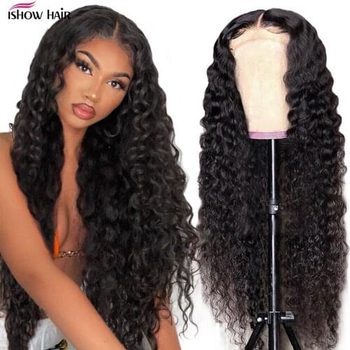 Ishow 13X6 HD Lace Frontal Wig Deep Wave Human Hair Wigs Pre Plucked Curly Human Hair Wigs with Baby Hair Lace Front Wig