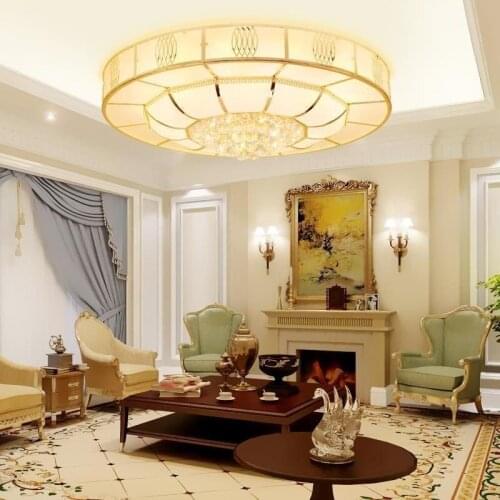 Golden Cornucopia European Rotunda Ceiling High-End Atmospheric Crystal Living Room Lamp LED