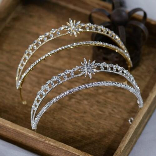 Simple Crystal CuWedding Crowns Tiaras Headpieces Zircon Evening Hairbands Brides Hair Accessories Prom Jewelry