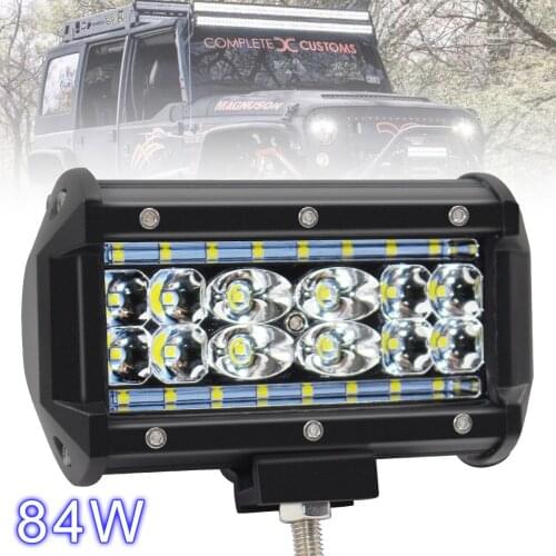 5 Inch 84W Work Light 12000LM 6000K 4 Rows LED Light Bar Spot Flood Beam for Off-Road Suv Boat 4X4 Jeep JK 4Wd Truck 12V-24V
