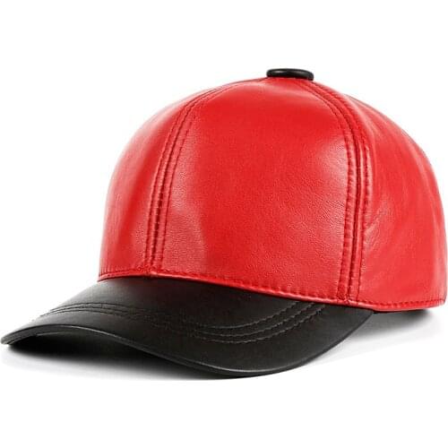Sales Winter Women Candy Color Real Leather Baseball Caps Men Ladies Youth Duck Tongue Wamr Hats Pink Hip Pop Bonnet Femme