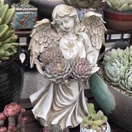 RETRO GODDESS ANGEL VASE STATUES FLESHY FLOWER POT GRASS WITH WINGS SCULPTURES DECORATION GARDEN VASE RESIN CRAFTS R1248