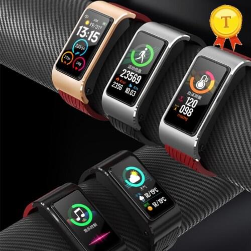 Best selling Bluetooth call Earphone Smart Band Bracelet Heart Rate temperature Sports Smart Watch Passometer Fitness band