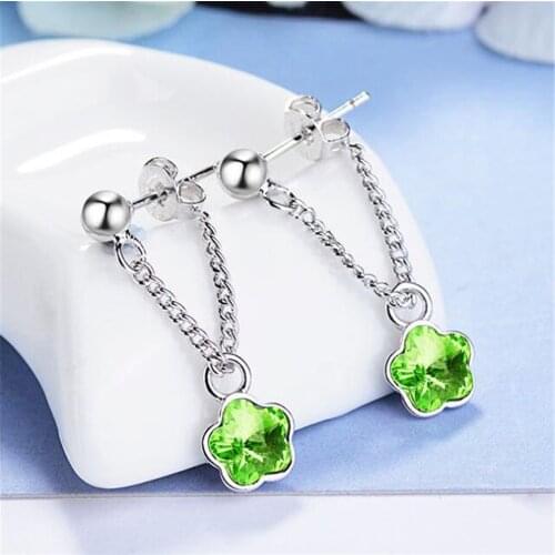 SHQIYAYI Crystal Silver Drop Earrings For Women Fashion Jewelry Accessories Flower Ear Pendant Korean 609