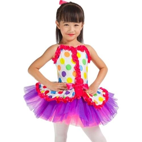 Dance Favourite Bright polka dot printed top bodice girl ballet tutu, hot selling child stage performance ballet tutu