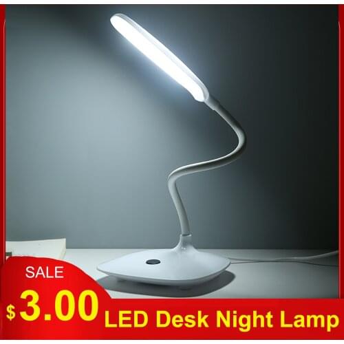 Ultralight LED Desk Night Lamp 360° Flexible Rotatable Touching Control 3 Level Dimmable USB Charging Eye-caring Table Light