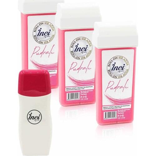 Pearl Pink powdered cartridge roll on depilatory 3 PCs + roll on depilatory heating machine, filling in the network, depilation, sugar-free wax, hair removal