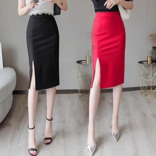 2021 New Spring Autumn Women Skirt Midi Straight Package Hip Elegant Office Lady Fashion Female OL Skirts Jupe Femme Y435