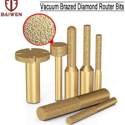 1PC Engraving Brazed Diamond Burr Bit Grinding Head Milling Clearing Slotting Tool for Marble Stone Grinding Profile Router Bits