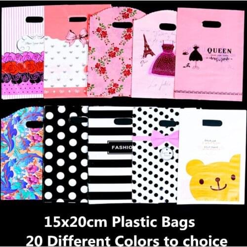 10pcs 15x20cm Plastic Gift Bag With Handles Kid Birthday Party Supply Event Party Supplies Birthday Wedding Decoration Candy Bag