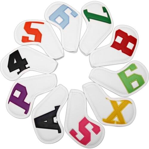 10pcs 4-9 ASPX White PU Colorful Number Golf Iron Head Covers Iron Headovers Wedges Covers