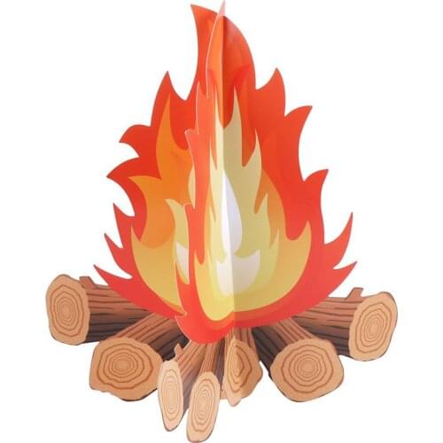 2Pcs/Set Artificial Fire Fake Flame Paper 3D Decorative Cardboard Campfire Decor