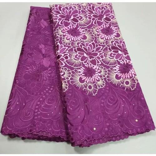 2021 Latest French Net Lace Fabric African 100% Cotton Embroidery Swiss Voile Lace in Switzerland 2.5+2.5Yards For Women Dress