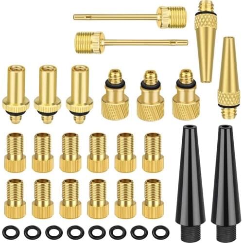 32PCS Bicycle Valve Adapter Pump Adapter Bike Tire Valve Adapters for Bike Tire Inflator Air Pump Compressor