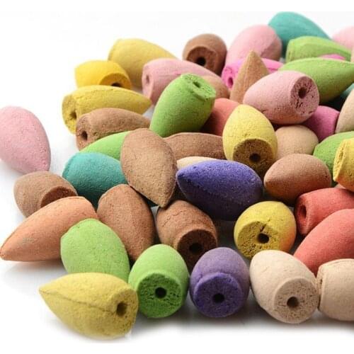 50 pcs/bag Hollow Backflow Incense Natural Rose Lavender Sandalwood Incense Cones Jasmine Sandalwood Aromatherapy Burner