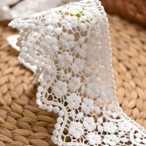 9.5cmx90cm Mori Style Clothing Lace Edge Embroidery Pure Cotton Natural Color Large Lace Skirt Curtain Hem Decorative Edge