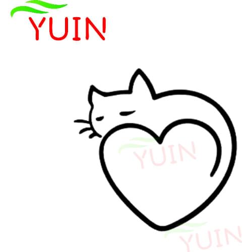 Heart-shaped Cat Car Sticker Creative Simple Auto Accessories PVC Fashion Fuel Tank Cap Decoration Waterproof Sunscreen Decal