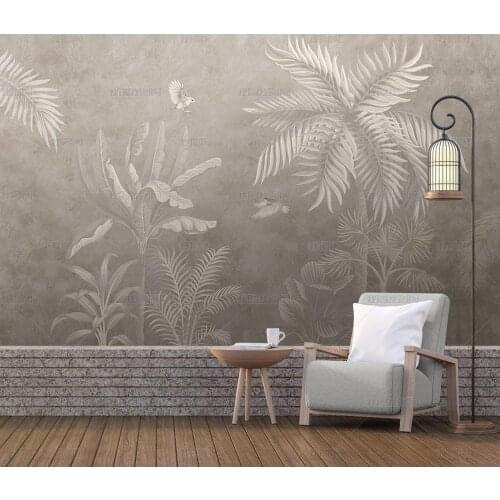 Bacal Custom Photo Wallpaper Retro Tropical Rain Forest Palm Banana Leaves 3D Wall Mural Cafe Restaurant Hotel Backdrop Frescoes