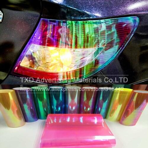 Free Shipping 30*100CM/LOT Shiny Chameleon Auto Car Styling headlights Taillights Translucent film Car light film sticker
