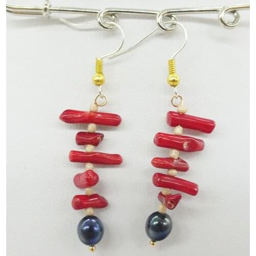 Free delivery! Pearl, coral, earrings