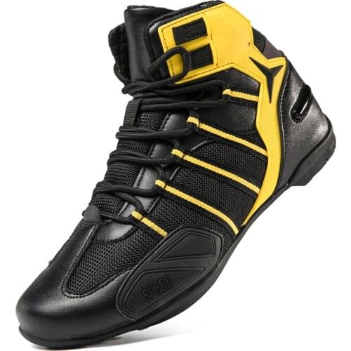 Yellow Motorcycle Boots Moto Motorbike Breathable Riding Equiment Motorboats Motocross Touring Biker Shoes Casual Chopper Women