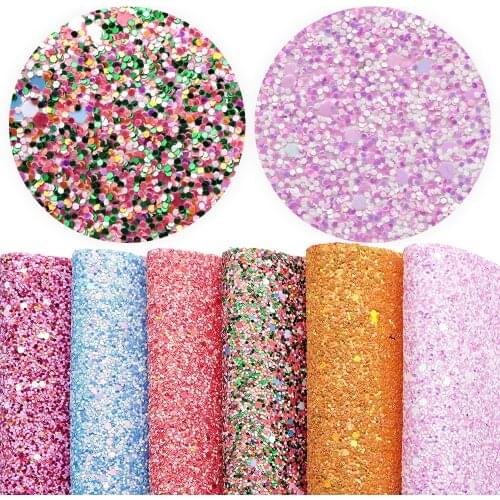 David accessories 20*33cm 6Pieces/set Chunky Glitter Synthetic Leather Hair Bow Earrings Making Handbag Phone Case,1Yc12214