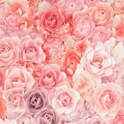 Nitree Photophone Background Square Size Rose 3D FlowerS Wall Baby Shower Photography Backdrops Photocall Wedding Thin Vinyl
