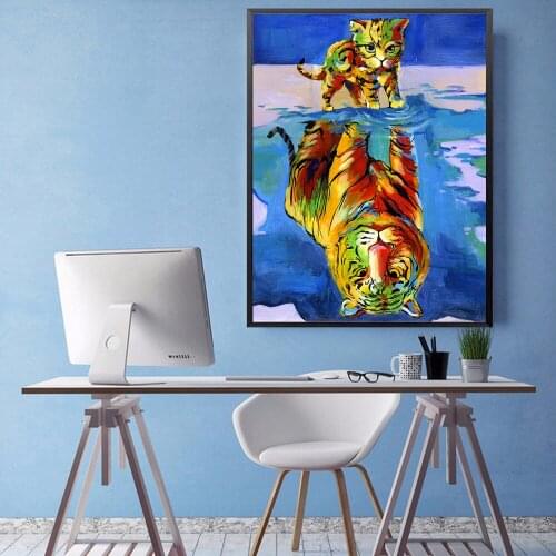 HDARTISAN Wall Art Picture Canvas Print oil Painting Animal Kitten Tiger Picture For Living Room Home Decor No Frame