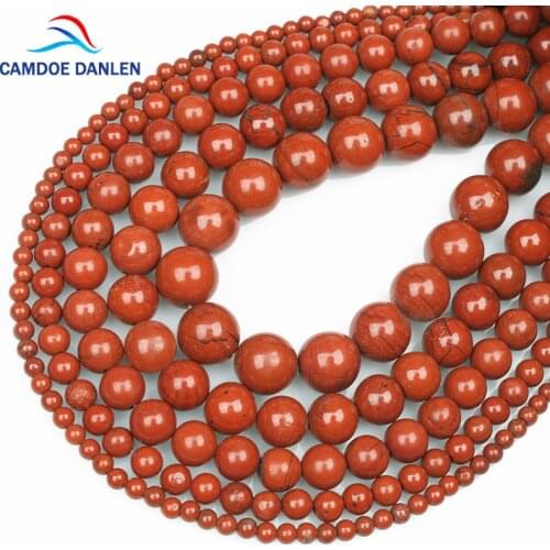 Red Natural Stone Jaspers Round Bead 15" Strand 4 6 8 10 12MM Diy Charms Bracelet & Bangles Necklace Beads For Jewelry Making