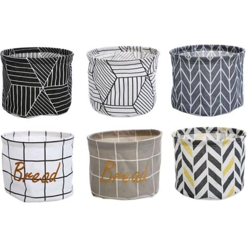 Nordic Style Small Cotton and Linen Storage Basket Debris Storage Bucket Bread Basket Waterproof Toy Cloth Bucket Laundry Basket