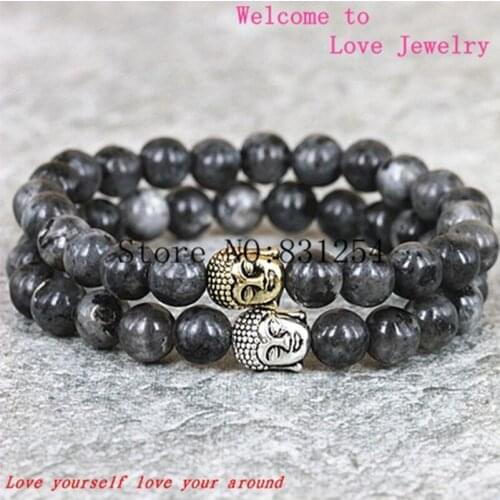 Fashion Silver Gold Buddha Stone Bracelets Bangles for Men Natural Stone Jewelry Female Male Pulseras Mujer