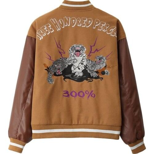 Fashion Harakuju Vintage Bomber Jackets Men Hip Hop Pu Leather Patchwork Outwear Tops Embroidered