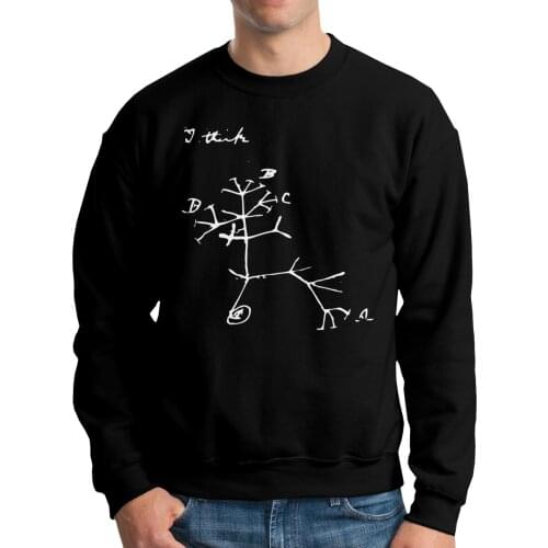 Darwin I Think Tree Biology Science Atheist Tree Of Life Men Hoodies Sweatshirt Long Sleeve Organic Cotton Casual Pullovers