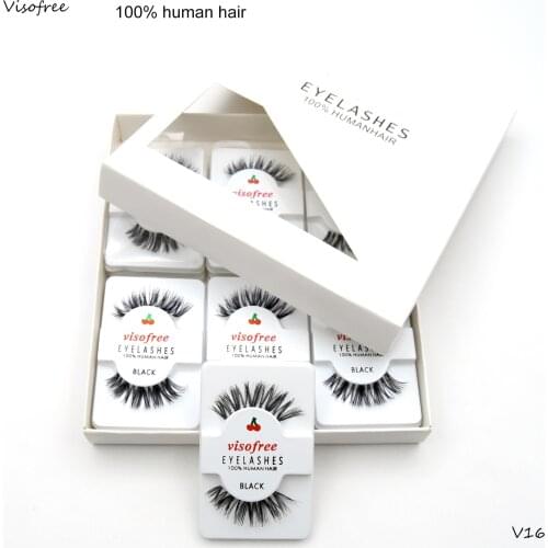 Visofree 100% Human Hair False Eyelashes Handmade Natural Lashes Reusable Faux Cils Eyelashes Reusable Make Up Lashes Extension