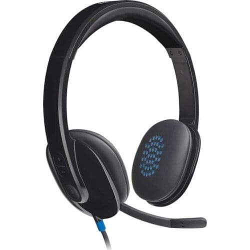 Logitech H540 On-Ear Stereo Headphones With Mic HD Sounds USB Connection Noise Canceling Microphone Volulme Control Buttons 981-000480