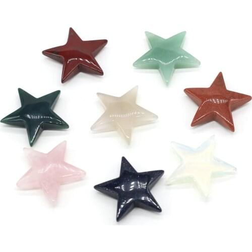 Natural Stone Pendant Red Agat Rose Quartzs Charms Star Shape No Hole for Making DIY Jewelry Necklace 35x35mm