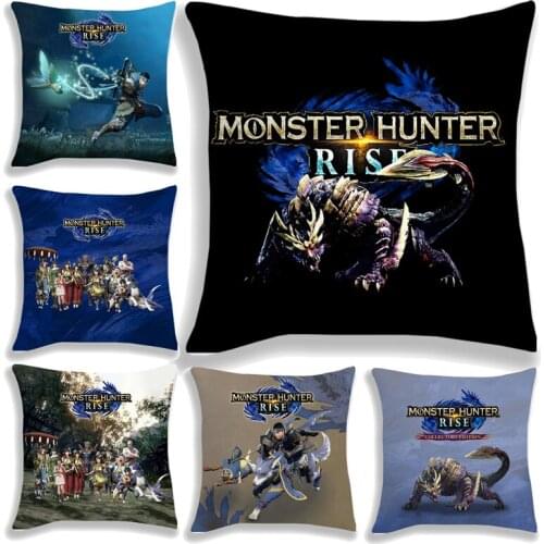 Monster Hunter Rise Pillow Case New Game Sofa Decorative Home Room Pillow Cover No Pillow Insert Kids Children Gift 45*45cm