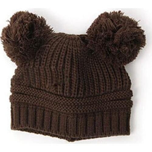 Newborn Baby Photography Props Cute Kids Girl Boy Dual Balls Warm Winter Knitted Cap Hat Babies Bonnet Kids Animal Hats BB0109