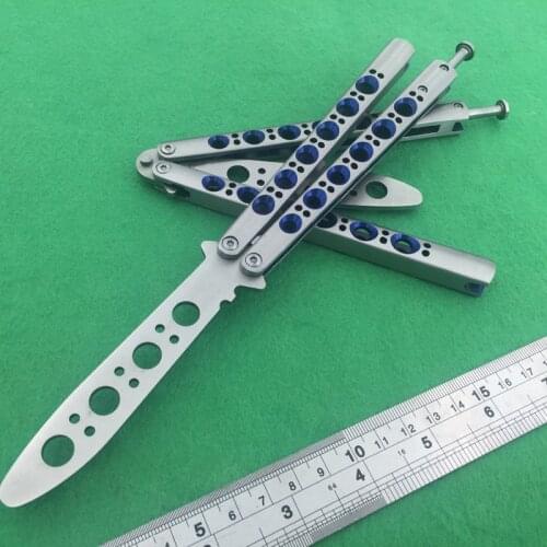 Butterfly In Knife Trainer Knife BM Blue Hole Eye BM40 BM41 BM42 BM43 BM46 BM47 BM49 Channel 440C Blade Camping Hunting Knife