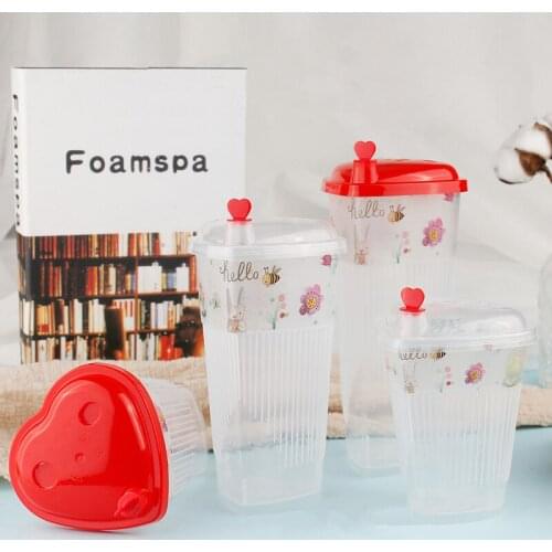 Disposable Hot-Drink Cup With Inner Anti-Scald Brane Plastic MilkTea Coffee Mug Heart-Shape Liquid Container Take-out Drinkware