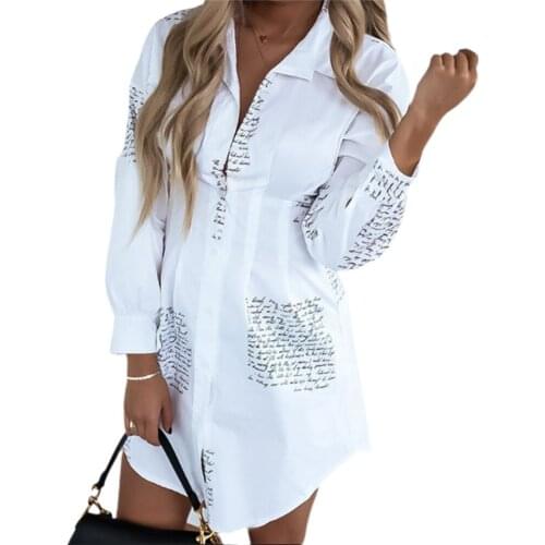 Autumn Womens Button Down Shirt Dress Casual Long Sleeve turn-down collar Blouse Mini Shirt Dress