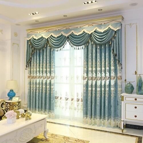 Luxury Chenille Curtains Embroidered Floral Sheer Curtains for Bedroom Delicate Tulle M037